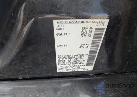 2013 Nissan Altima 2.5 Sl z USA, uszkodzony, nr VIN 1N4AL3AP3DC211244